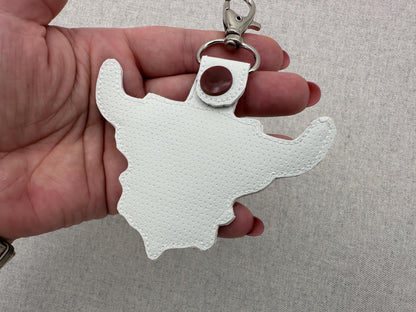 Rustic Highland Cow Bull Applique Eyelet and Key Fob Snap Tab keychain in the hoop machine embroidery designs ITH men boys key tag gift idea