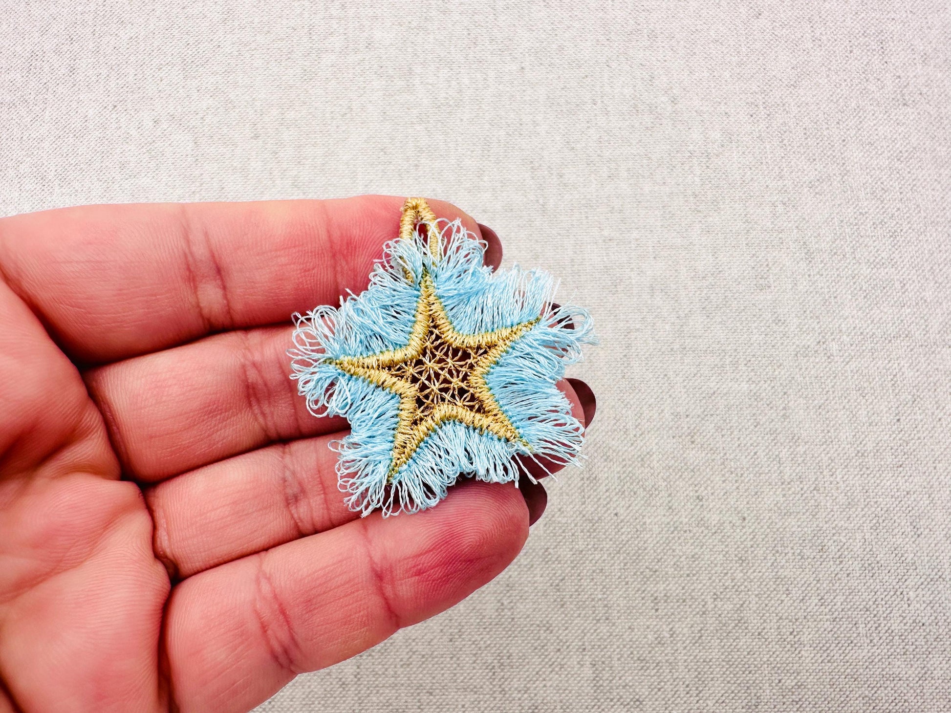 Fringed Fluffy Star charm girls pretty charm accent in the hoop FSL freestanding lace fringe machine embroidery designs ITH