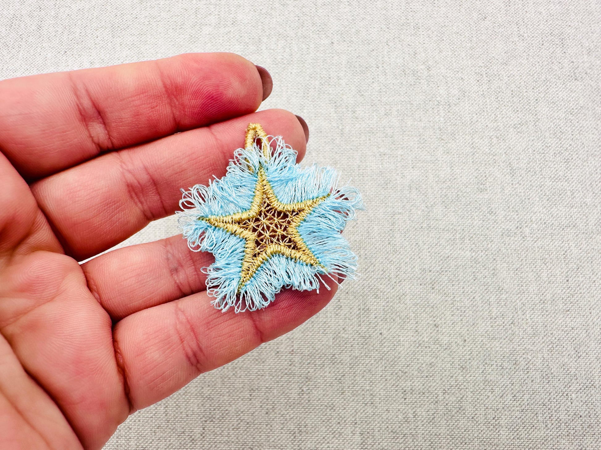 Fringed Fluffy Star charm girls pretty charm accent in the hoop FSL freestanding lace fringe machine embroidery designs ITH