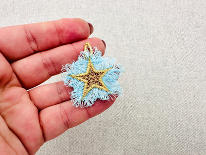 Fringed Fluffy Star charm girls pretty charm accent in the hoop FSL freestanding lace fringe machine embroidery designs ITH