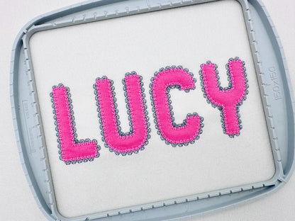 Lace Edge Font Applique – Alphabet machine embroidery design by Artapli