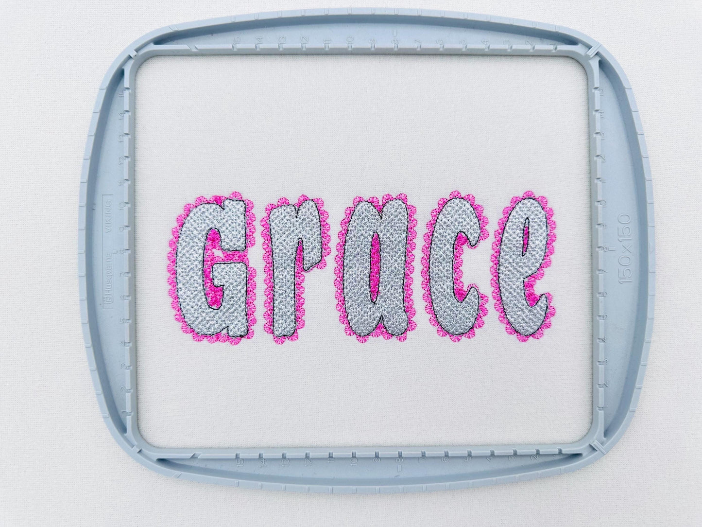 Glitter Twinkle Lace Edge Font – Appliqué embroidery design by Artapli