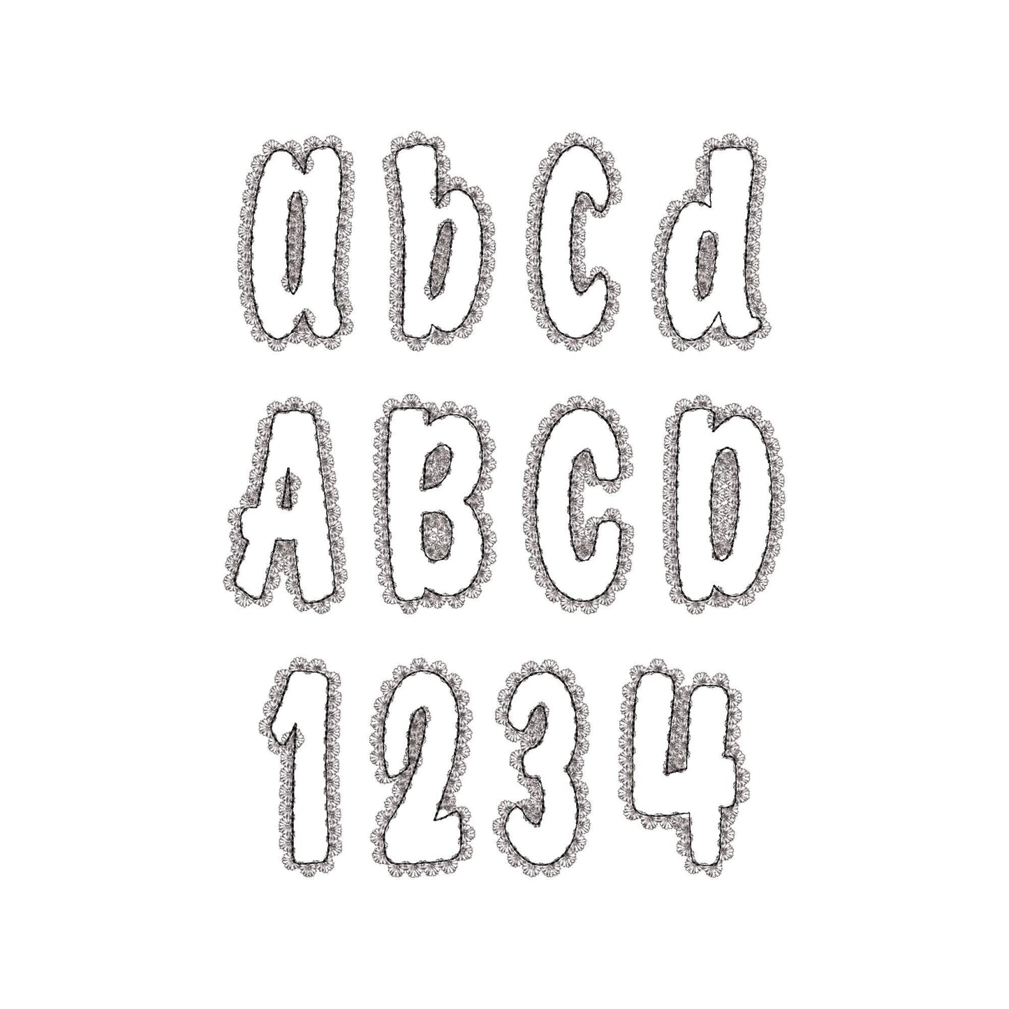 Lace Edge FONT raggedy edge applique Alphabet Monogram vintage style girls letters machine embroidery designs