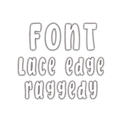 Lace Edge FONT raggedy edge applique Alphabet Monogram vintage style girls letters machine embroidery designs