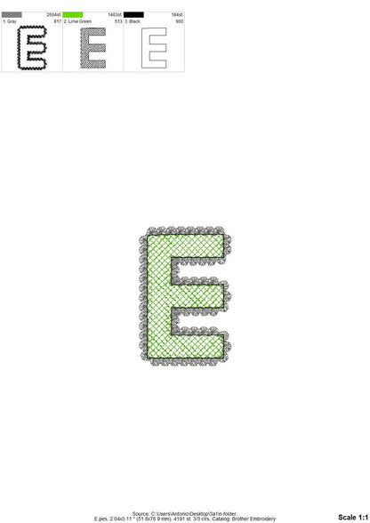 Lace Edge FONT HTV glitter vinyl layer applique Alphabet Monogram sparkle girls letters machine embroidery designs