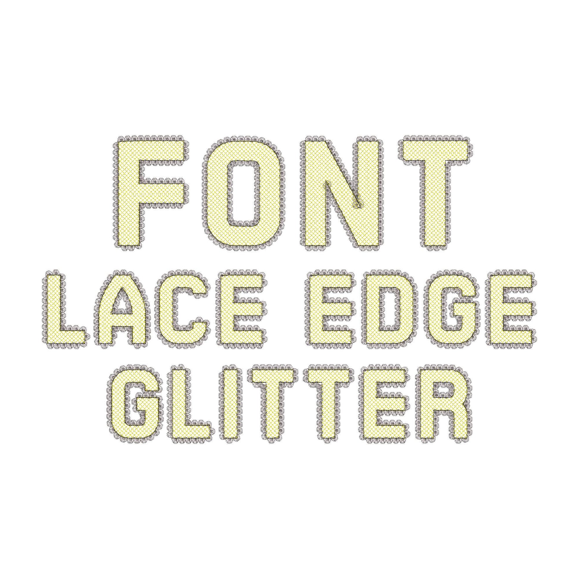Lace Edge FONT HTV glitter vinyl layer applique Alphabet Monogram sparkle girls letters machine embroidery designs