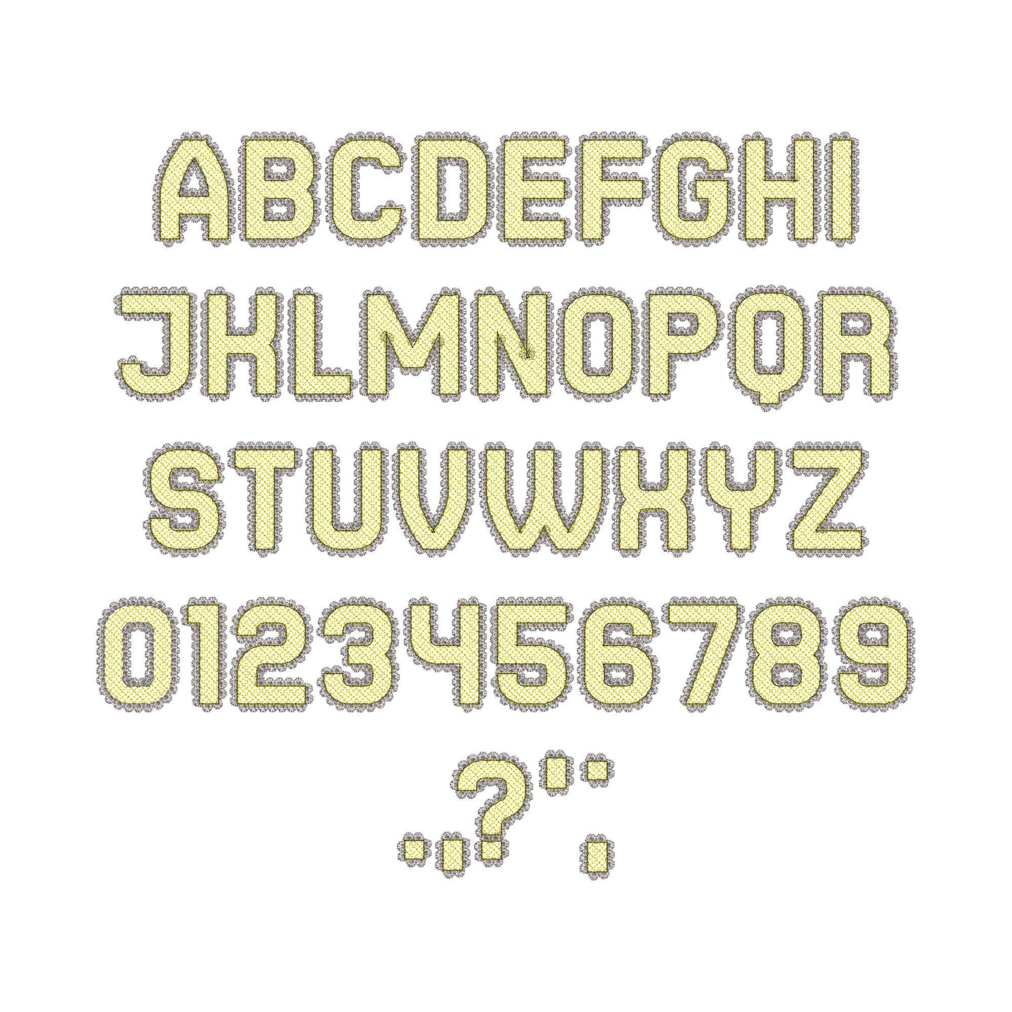 Lace Edge FONT HTV glitter vinyl layer applique Alphabet Monogram sparkle girls letters machine embroidery designs
