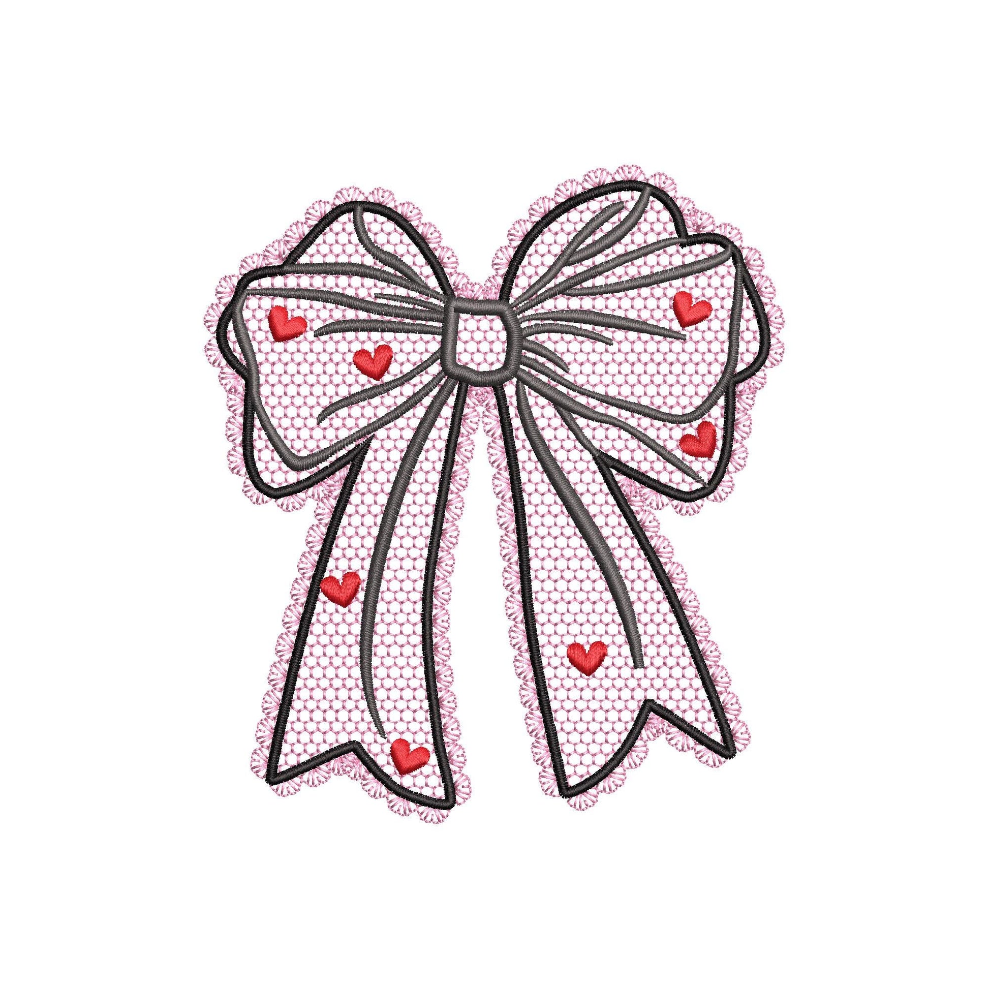 Lace Edge Heart Bow – Valentine's Day embroidery pattern by Artapli