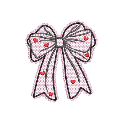 Lace Edge Heart Bow – Valentine's Day embroidery pattern by Artapli