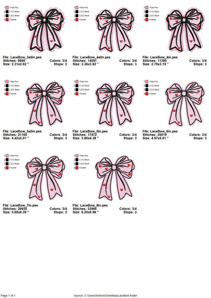 Lace Edge Heart Bow – Heirloom machine embroidery pattern by Artapli