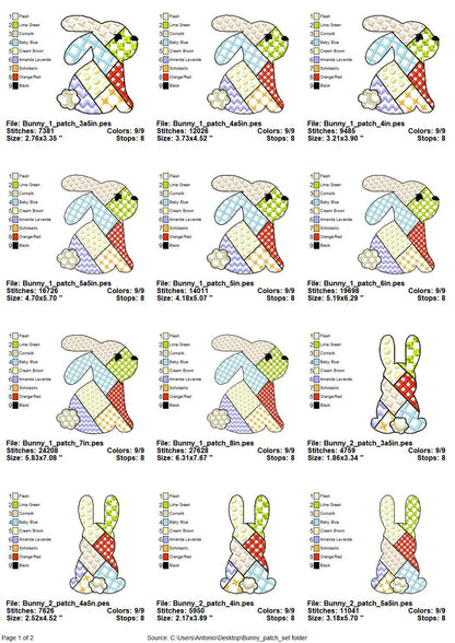 Patchwork Bunny Set of 3 – Kids digital embroidery pattern by Artapli