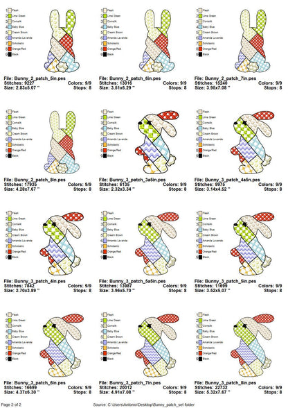Patchwork Bunny Set of 3 – Patchwork machine embroidery design by Artapli