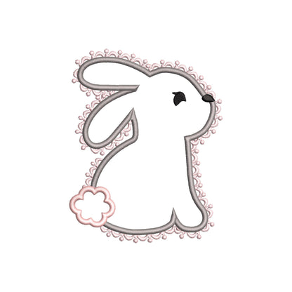 Delicate Lace Edge Bunny Applique kids girls Bunny outline machine embroidery designs many sizes 4 up to 8 inch cute little animal baby