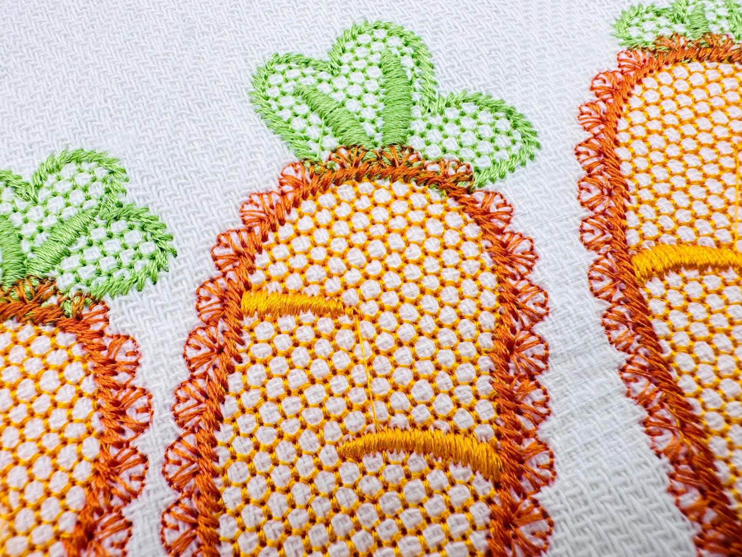 Lace Carrot Vegetable Trio – Easter machine embroidery design by Artapli