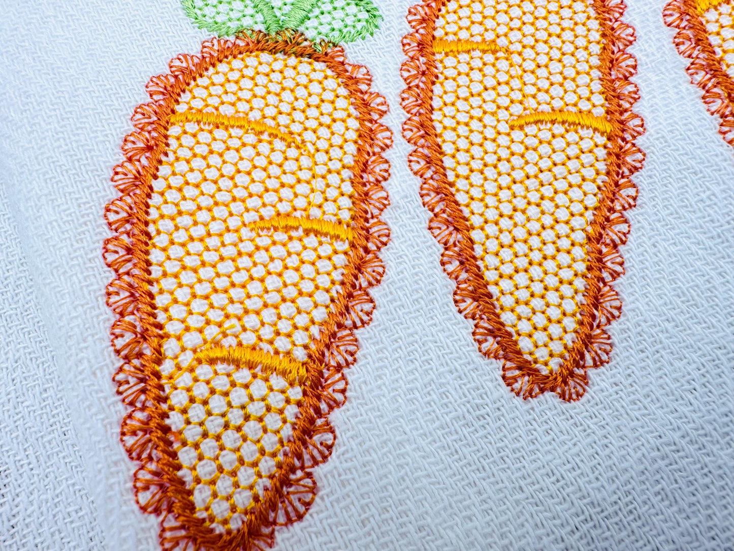 Lace Carrot Vegetable Trio – Kitchen embroidery design instant download by Artapli