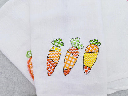 Patchwork Carrot Trio – Farm machine embroidery design by Artapli