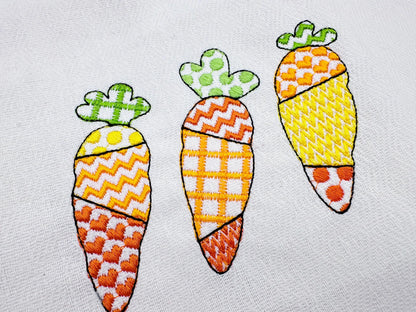 Patchwork Carrot Trio – Sizes 4" 4.5" 5" 5.5" 6" 7" Digital Embroidery File | Artapli