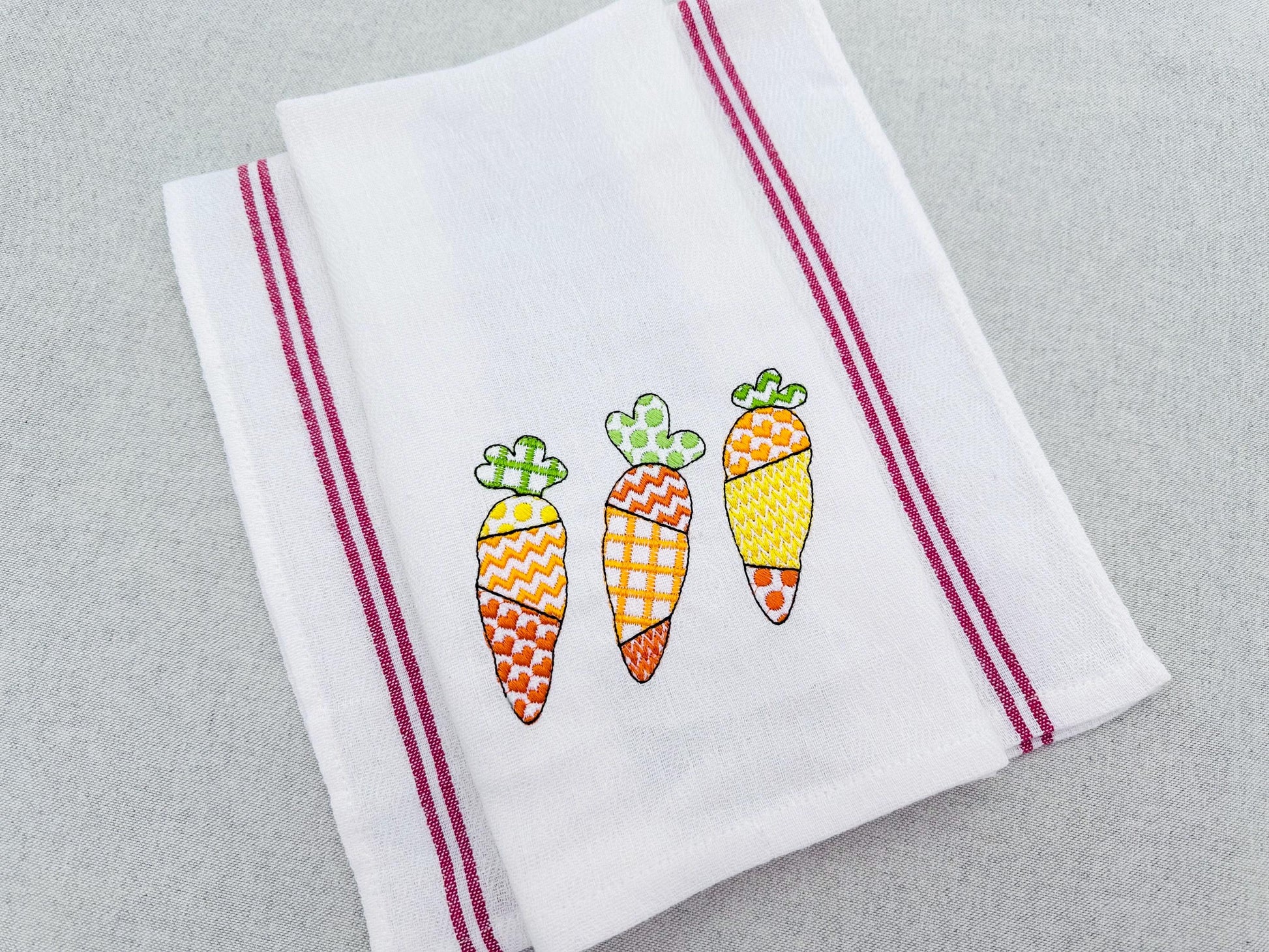 Patchwork Carrot Trio Machine Embroidery 4" 4.5" 5" 5.5" 6" 7" | PES DST JEF | Artapli