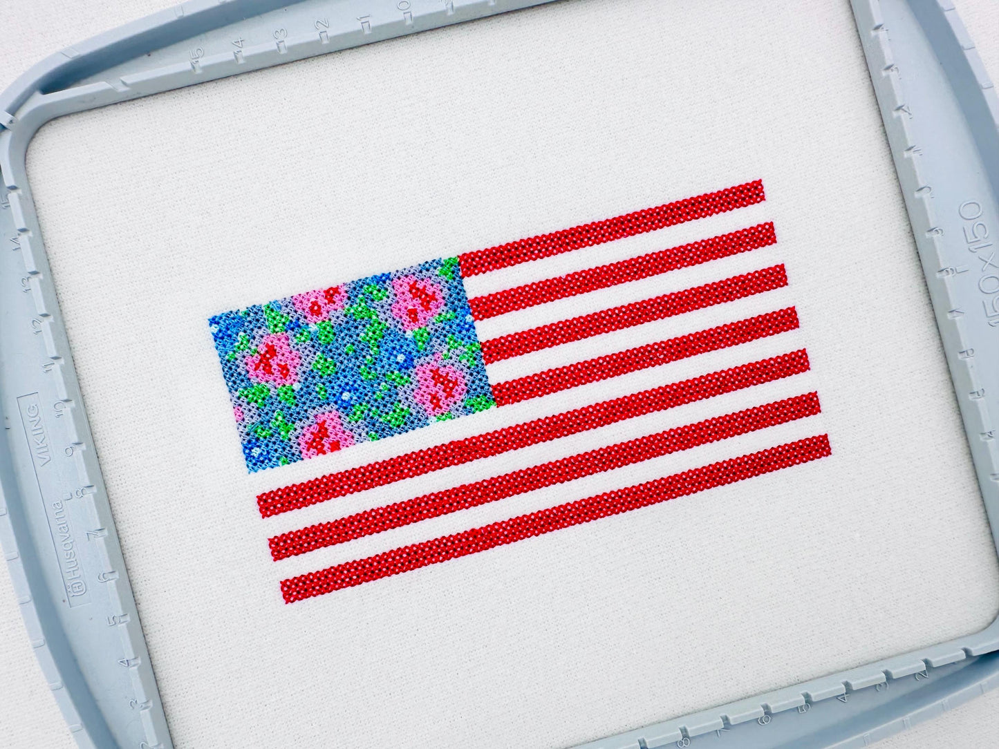 Cross Stitch Rose Floral Flag – Farm embroidery pattern by Artapli