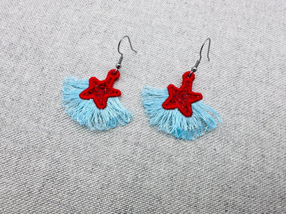 Fringed Star Earrings – Chenille embroidery design by Artapli