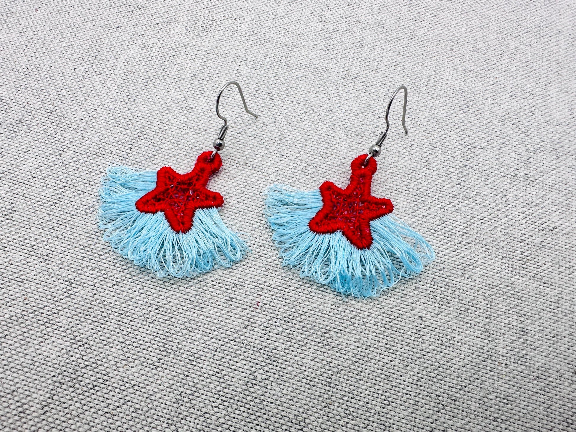 Fringed Star Earrings – Embroidery Font 1.3" 4" | BX PES DST JEF | Artapli