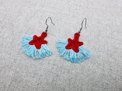 Fringed Star Earrings – Embroidery Font 1.3" 4" | BX PES DST JEF | Artapli