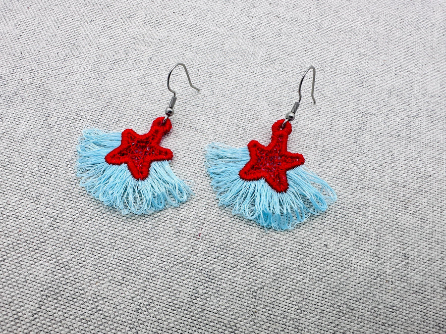 Fringed Star Earrings – Embroidery Font 1.3" 4" | BX PES DST JEF | Artapli