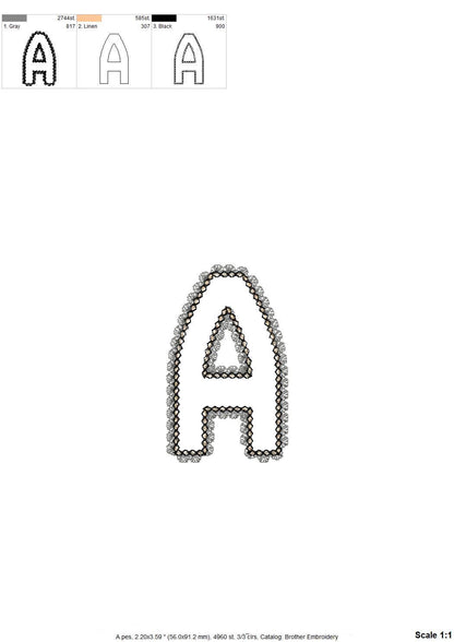 Lace Edge Font Applique – Font embroidery pattern by Artapli