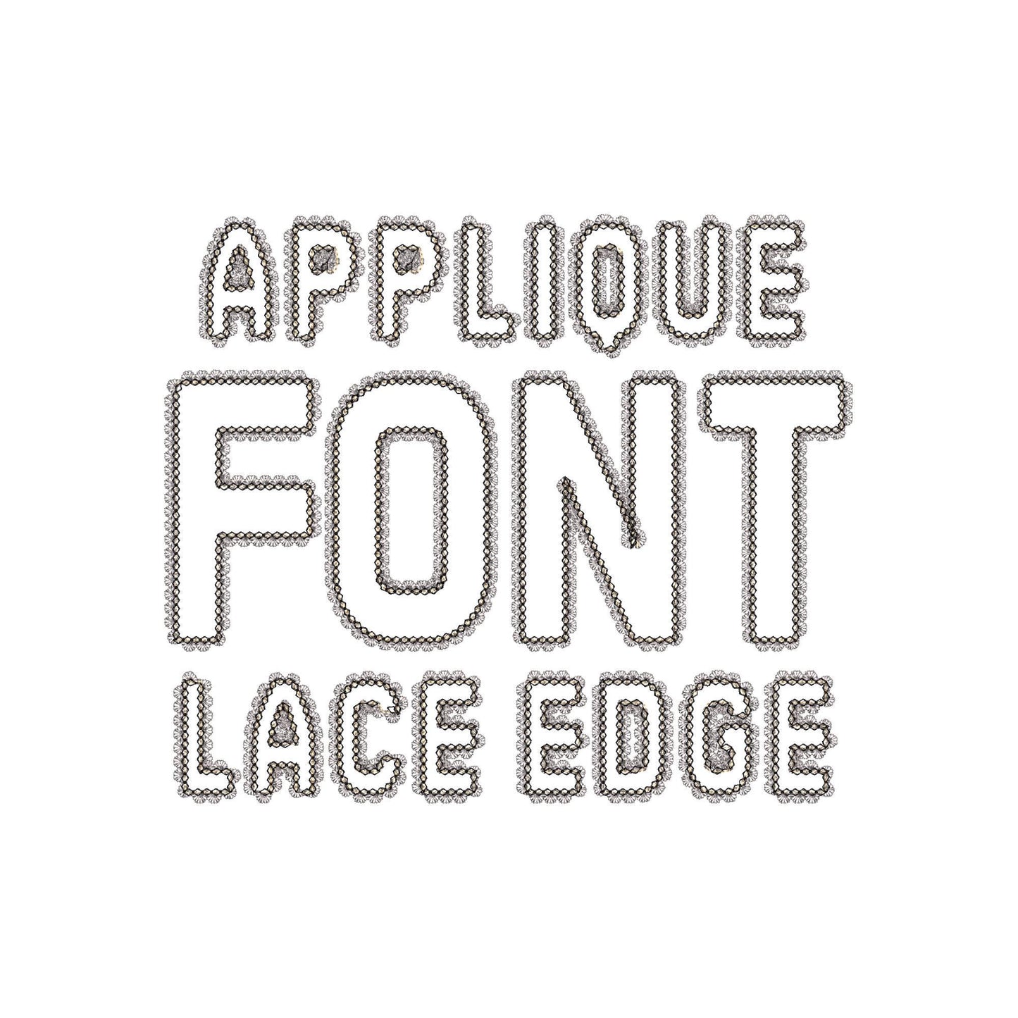 Lace Edge Font Applique – Alphabet digital embroidery pattern by Artapli