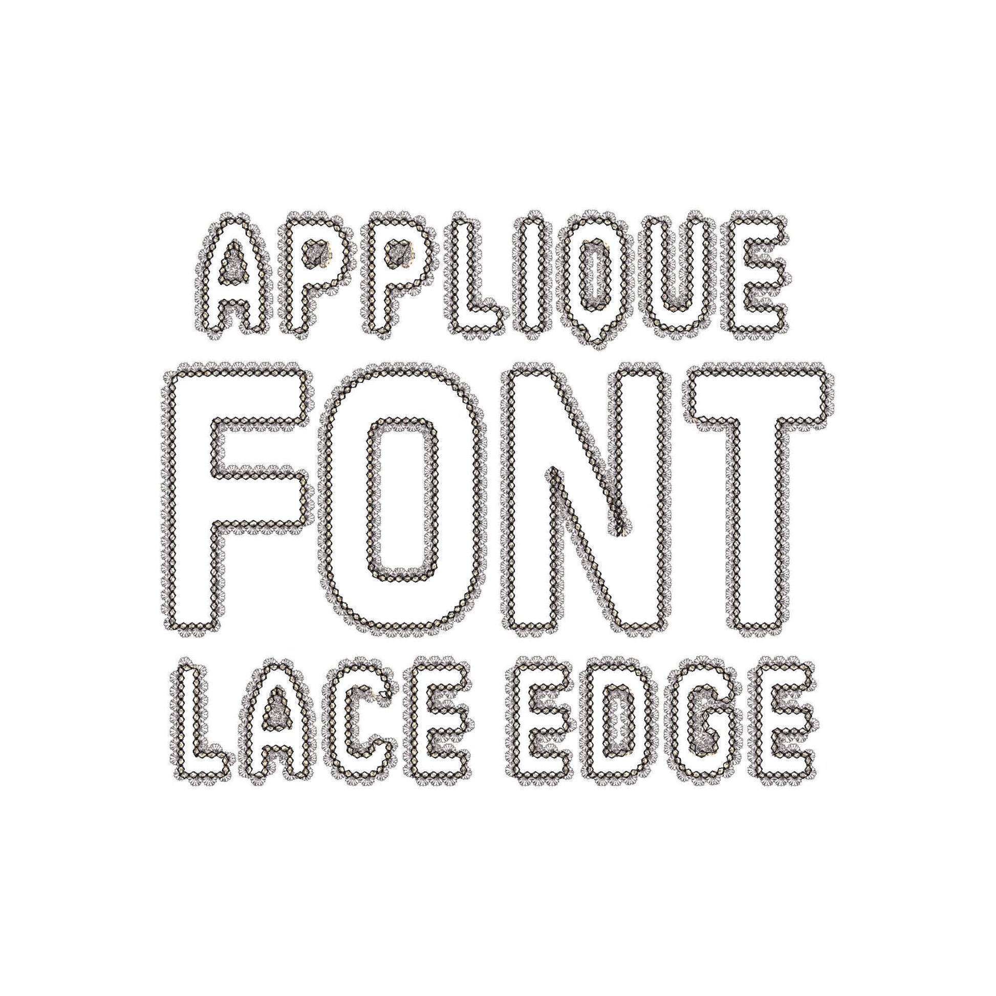 Lace Edge Font Applique – Alphabet digital embroidery pattern by Artapli