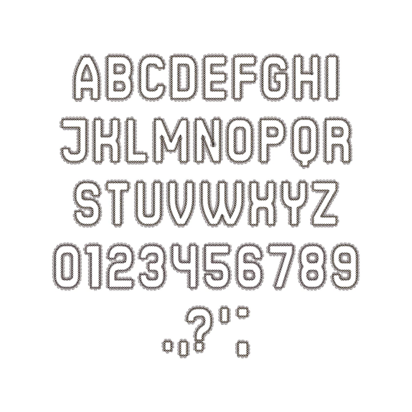 Lace Edge Font Applique – Effect embroidery design by Artapli