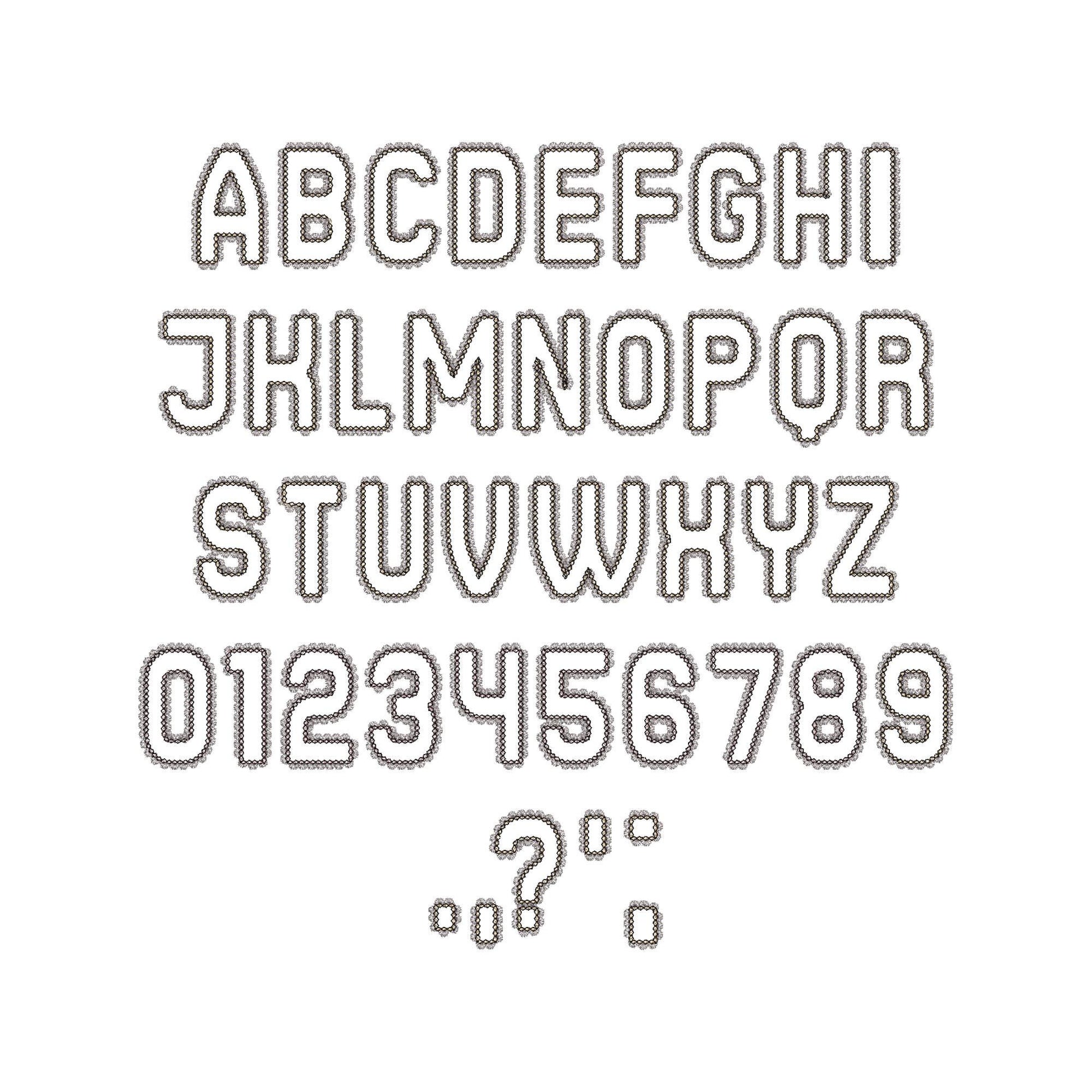 Lace Edge Font Applique – Effect embroidery design by Artapli