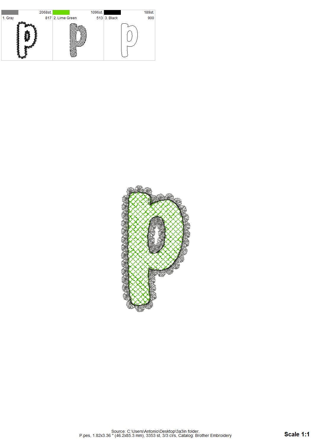 Glitter Twinkle Lace Edge Font – Effect embroidery design by Artapli