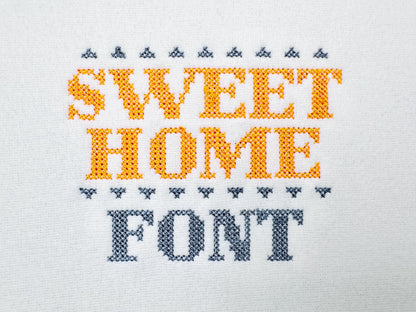 Cross Stitch Font Sweet Home – Alphabet machine embroidery design by Artapli