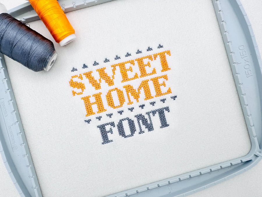 Cross Stitch Font Sweet Home – Embroidery 0.7" 0.9" 1" 1.2" 4" | BX PES DST JEF | Artapli