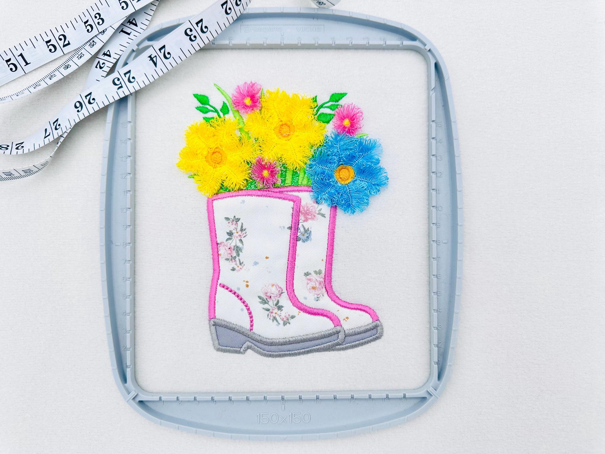 Floral Ranch Farmer Boots – Farm embroidery design instant download by Artapli
