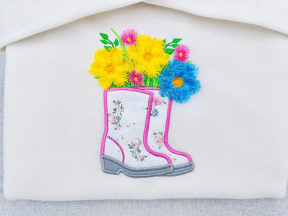 Floral Ranch Farmer Boots Fringe Embroidery 6" 7" 8" 5" 10" | Chenille PES DST JEF | Artapli