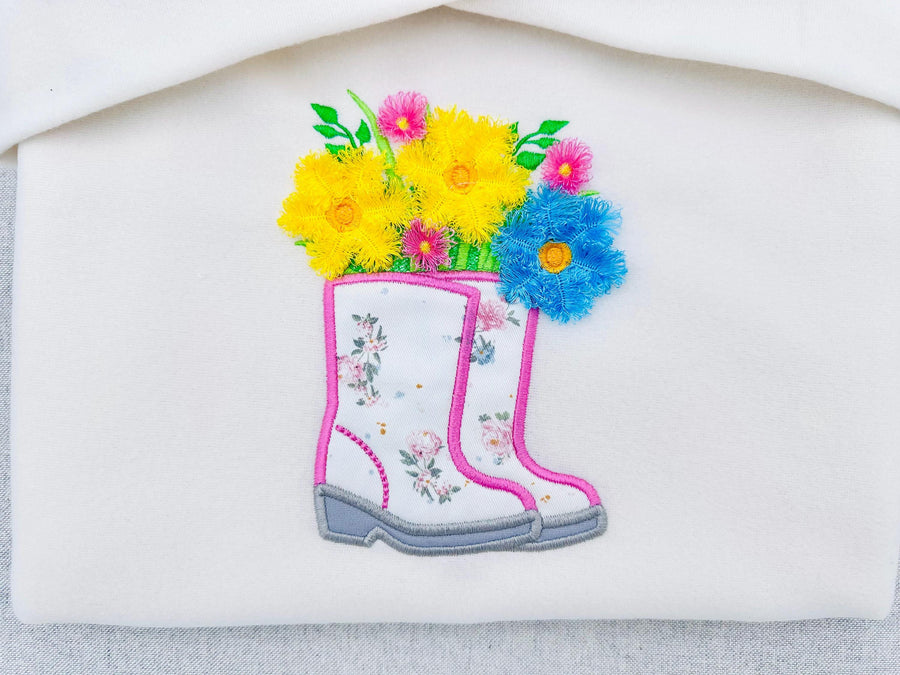 Floral Ranch Farmer Boots Fringe Embroidery 6" 7" 8" 5" 10" | Chenille PES DST JEF | Artapli