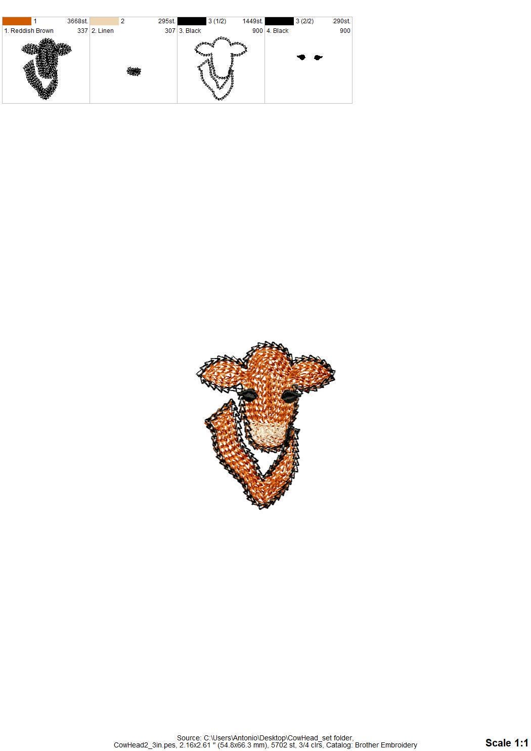 Farm Cow Set of 3 – Animal digital embroidery pattern by Artapli