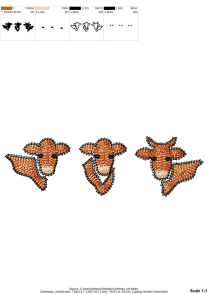 Farm Cow Set of 3 – Farm embroidery design by Artapli