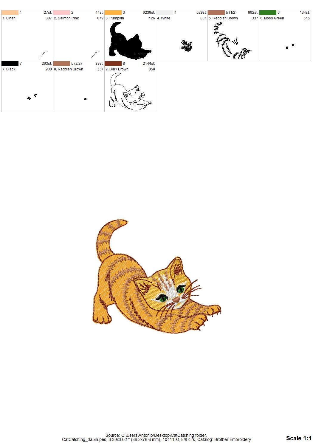 Lovely Scratching  Kitty – Kids embroidery design by Artapli