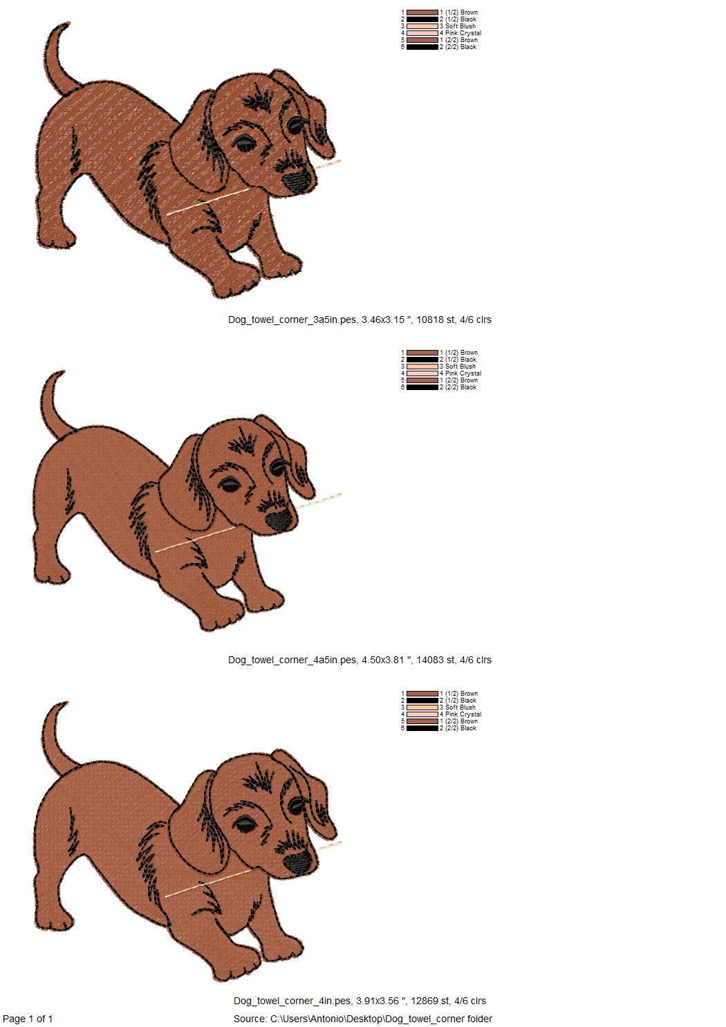 Playing Dachshund Puppy – Sizes 3.5" 4" 4.5" 5" Digital Embroidery File | Artapli
