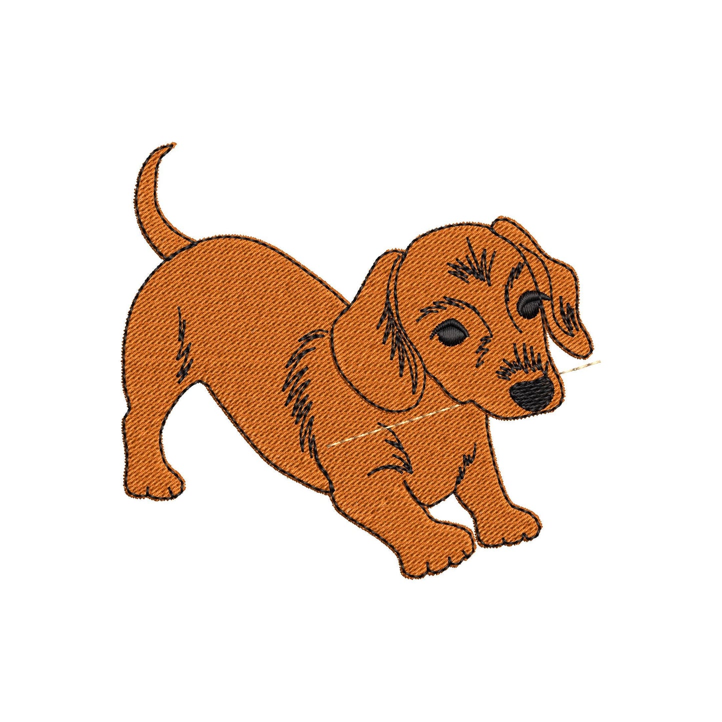Playing Dachshund Puppy – In-the-Hoop machine embroidery design by Artapli