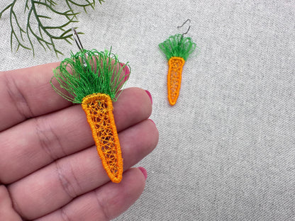 Easter Carrot Earrings FSL – Earrings embroidery design by Artapli