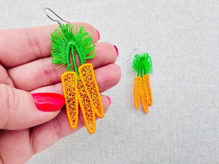 Three Easter Carrots FSL Machine Embroidery 2.4" 4" | PES DST JEF | Artapli