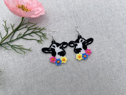 Floral Wreath Cowgirl Earrings FSL – Animal machine embroidery design by Artapli