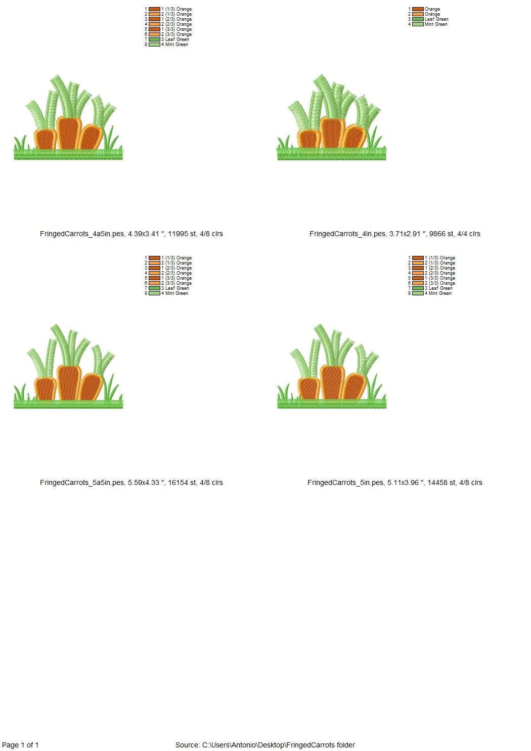 Fringed Carrot Garden – Garden instant download embroidery file by Artapli