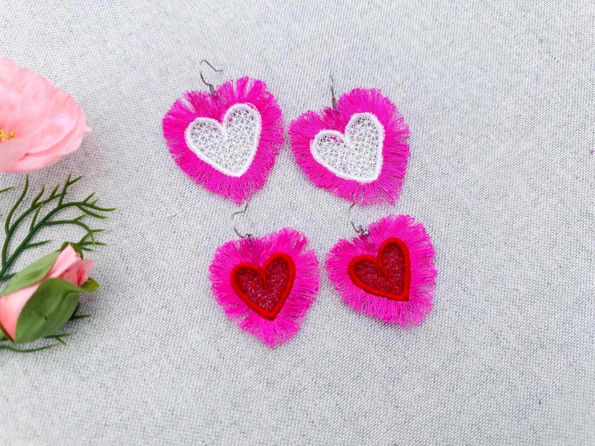 Fluffy Heart Earrings FSL – Instant Download | Artapli