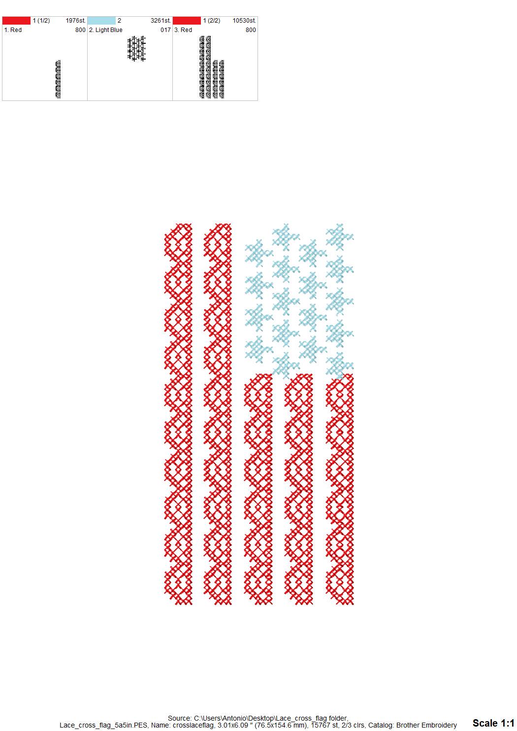 Cross Stitch Lace Flag – Patriotic machine embroidery design by Artapli
