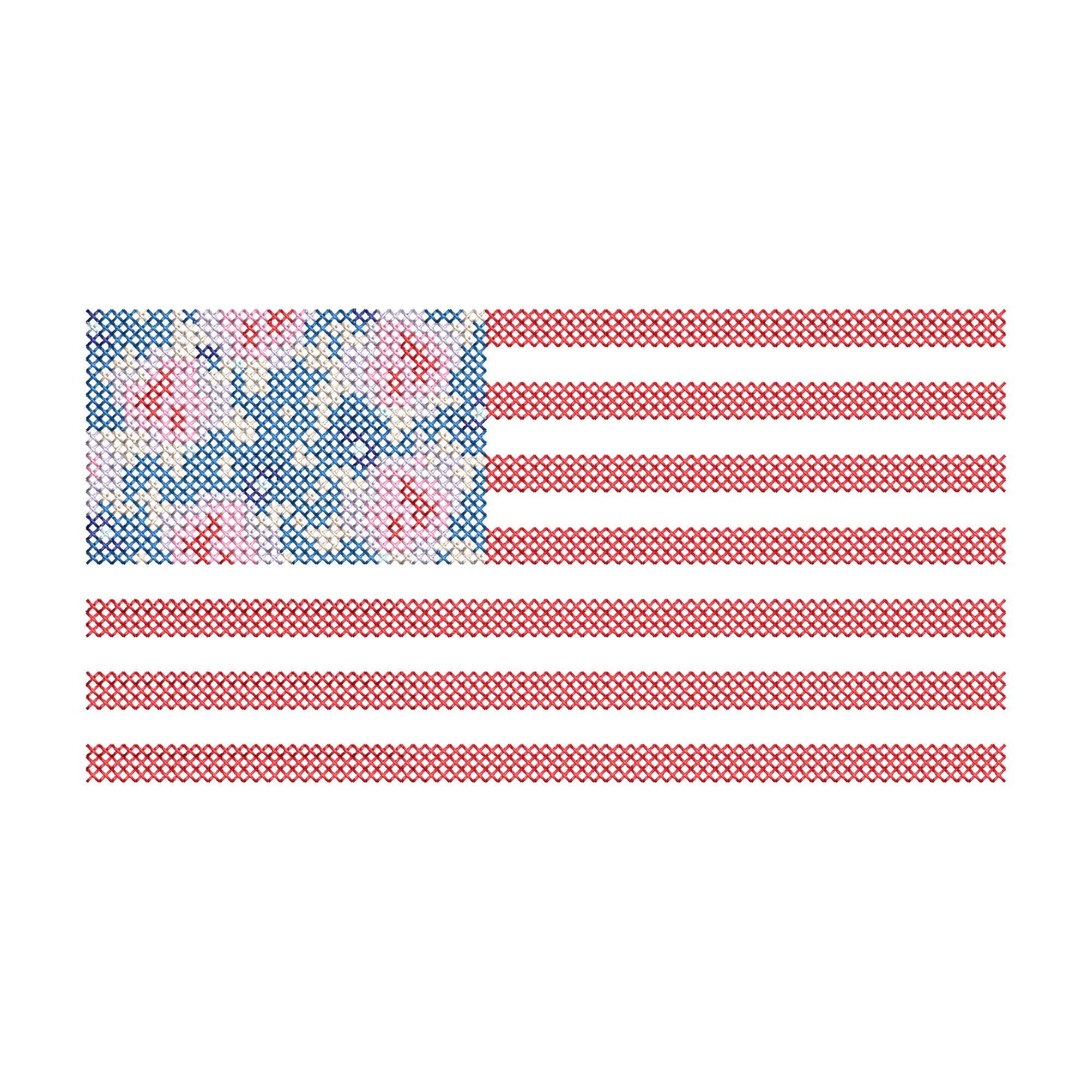 Cross Stitch Rose Floral Flag – Flag embroidery design instant download by Artapli
